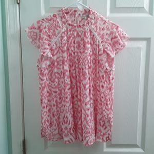 Nanette Lepore Ikat Print Flutter Sleeve Top